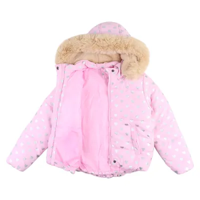 Jaqueta Infantil Blue Bay Estampa Coração Com Capuz Jaqueta Infantil Blue Bay Estampa Coração Com Capuz